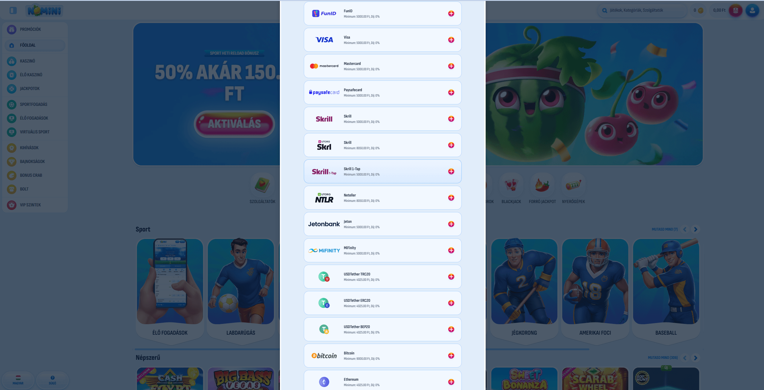 nomini kaszinó befizetési opciók
